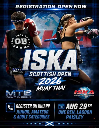 Official flyer for ISKA Scottish Open 2026