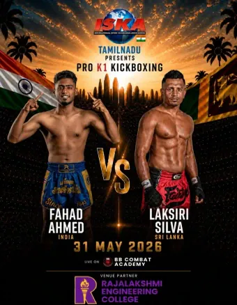 Official flyer for Pro K1 Kickboxing Fahat Ahmed vs Laksiri Silva