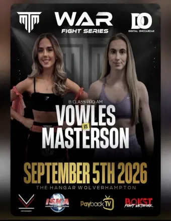 Official flyer for War 10 Vowles vs Masterson