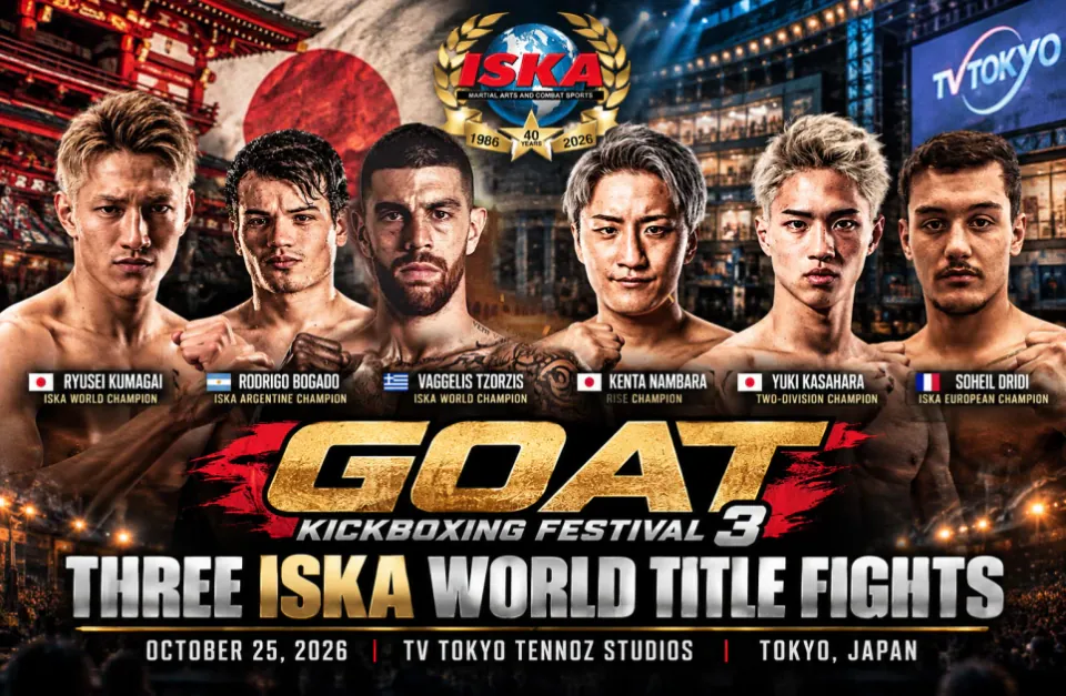 Three ISKA World Title Fights Headline Historic GOAT Kickboxing Festival 3 in Tokyo