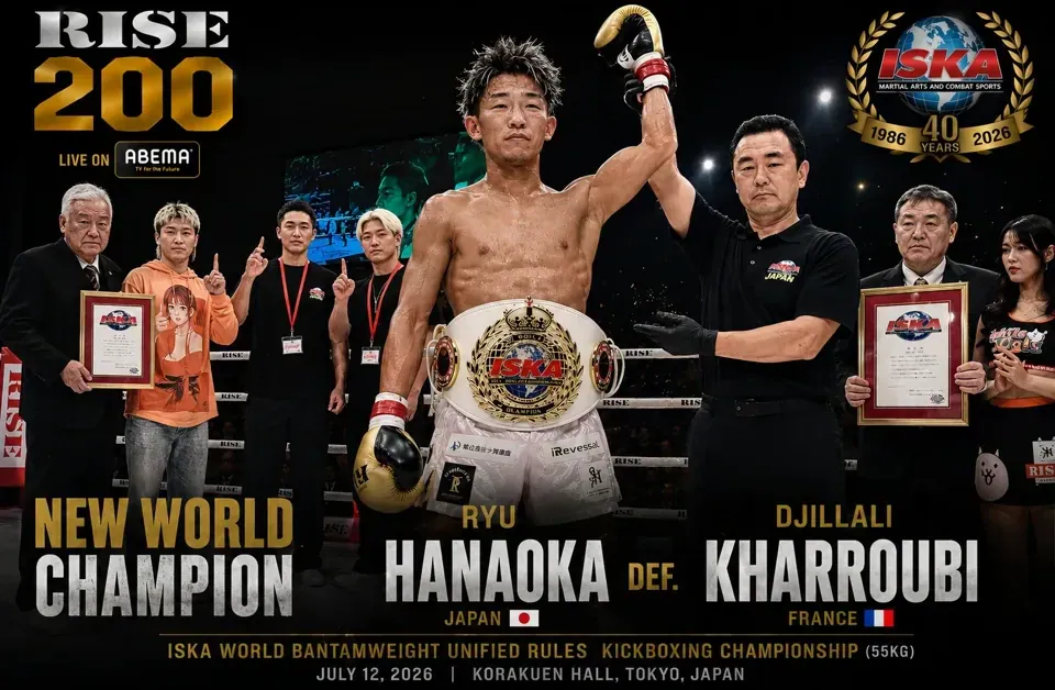 Ryu Hanaoka Crowned ISKA World Bantamweight Champion at Historic RISE 200